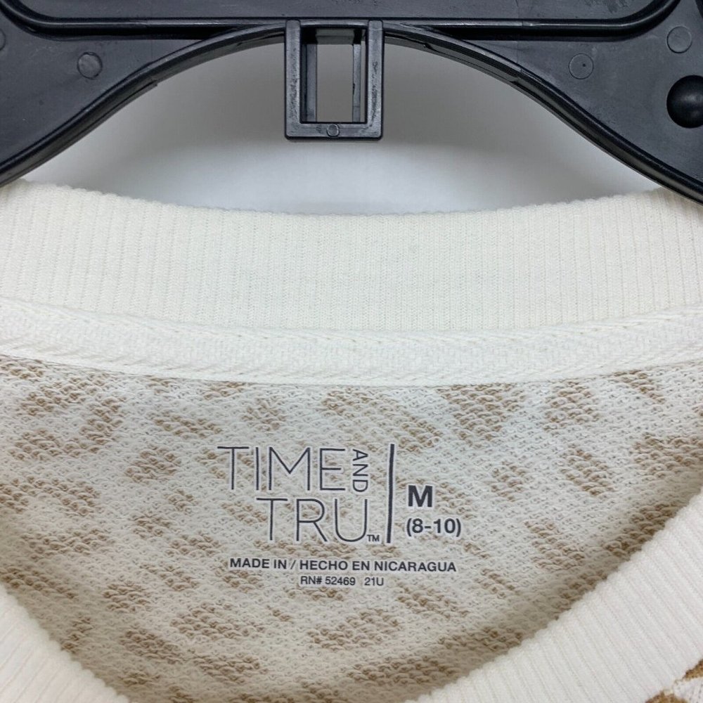 Time and Tru Sweatshirt Leopard Beige Pullover Crewneck - Picture 5 of 11